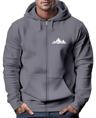 Produktbild von Sweatjacke mit Kapuze Wandern Berge Line-Art Print Aufdruck Motiv Zipjacke Männer Fashion Streetstyle Neverless® Polygon 1 convoy grey M