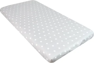 Produktbild von BabyLux Spannbettlaken 60x120 cm – Baumwolle, weich & atmungsaktiv – Spannbetttuch für Babybett & Kinderbett 91. Sterne Grau