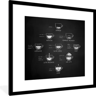 Produktbild von MuchoWow® Gerahmtes Poster Kaffee - Trinken - Küche 40x40 cm - Poster mit Schwarzem Bilderrahmen Wandposter Rahmen Foto Bilder - Poster - Plakat im Rahmen