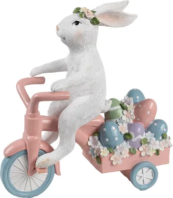 Produktbild von Clayre & Eef Dekorationsfigur Kaninchen 29x12x31 cm Weiß Rosa Kunststoff