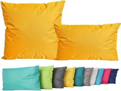 Produktbild von 2er Set Outdoor Lounge Kissen Set 45x45cm + 30x50cm Dekokissen Inkl. Füllung Wasserfest Sitzkissen Garten Lotus Effekt, Farbe:Gold