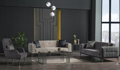 Image de Ensemble de canapés 3+3+1 places Textile moderne complet Fauteuil Canapé 3 places de luxe