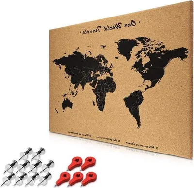 Productafbeelding van Famanu prikbord met wereldkaart - 70 x 50 cm