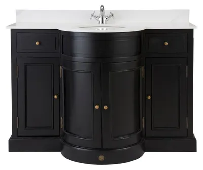Image de SIGNATURE - Meuble de salle de bain en bois massif noir L131 cm - HAUSSMANN