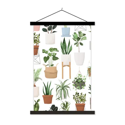 Obrázek produktu pro MuchoWow® Textilní plakát - Rostliny - Květináč - bílý - 60x90cm - S černými lamelami