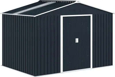 Image de Abri de jardin - Remise à outils - 4,9 m², 277×195×192 cm - Métal - Imperméable - Gris