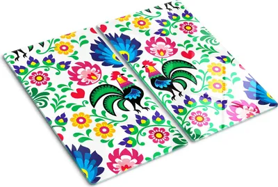 Imagen del producto de Cubierta para placa de cocina – Cubierta para placa de inducción – Placa de vidrio protectora – 2x30x52 cm – Placas de vidrio protectoras para cocina – Vidrio templado – Diseño étnico