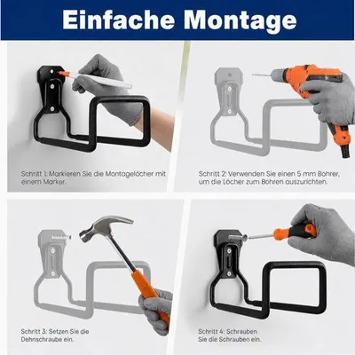 Productafbeelding van Slanghouder wandmontage metaal, 2 stuks, tuinslanghouder