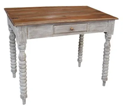 Image de Casa Padrino Bureau de style rustique Shabby Chic avec tiroir brun / blanc antique 90 x 56 x H. 75 cm - Meubles de bureau de style rustique