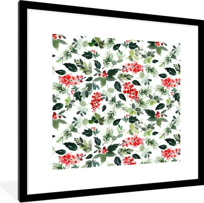 Produktbild von MuchoWow® Gerahmtes Poster Aquarell - Beeren - Rot 40x40 cm - Poster mit Schwarzem Bilderrahmen Wandposter Rahmen Foto Bilder - Poster - Plakat im Rahmen