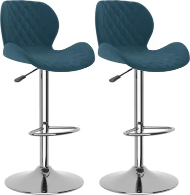 Image de vidaXL Tabouret de bar 2 pcs. Velours bleu