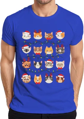 Produktbild von Katzen Weihnachten Festtage - Weihnachtsgeschenk Christmas Herren T-Shirt, Blau, 3XL