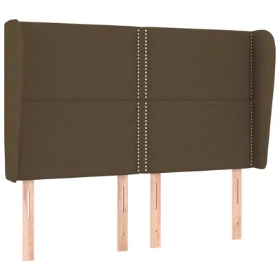 Obrázek produktu pro vidaXL Čelo postele s ušima tmavě hnědé 147x23x118/128 cm Látka