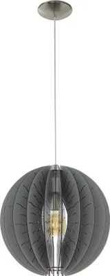 Produktbild von EGLO Hängelampe Fabessa, Pendelleuchte Esstisch, Stahl in nickel-matt, Holz in grau E27 Fassung