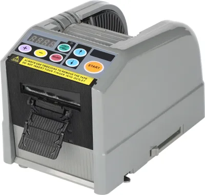 Obrázek produktu pro Automatický podavač pásky 2 řezačky pásky Vylepšené plastové kolečko pro šířku 6-60 mm Max. délka řezu 999 mm Délka řezu 999 mm Automatický/manuální režim Řezačka pásky Profesionální komerční balicí zařízení pro různé pásky/elastické pásky