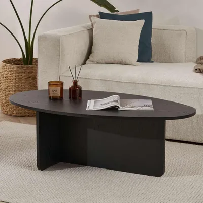Image de Parona - Table basse, 120x65x40h cm Noir, Forme Ovale