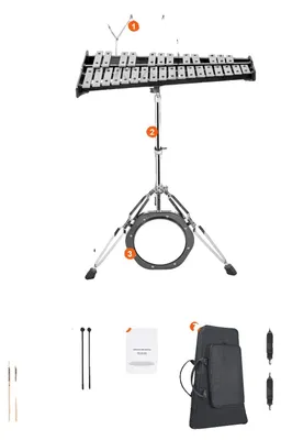 Produktbild von Glockenspiel, 30-Noten-Bereich, einschließlich Schlägel und Tragetasche, Mit Standpad