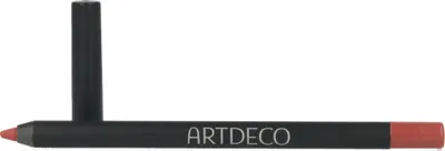 A lip liner pencil with its cap off, lying horizontally on a white background.