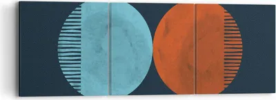 Produktbild von Bild auf Leinwand - Leinwandbild - 3 Teile - Abstraktion Blau Rot - 90x30cm - Wand Bild - Wanddeko - Wandbilder - Leinwanddruck - Bilder - Wanddekoration - Leinwand bilder - Wandbild - CA90x30-4720