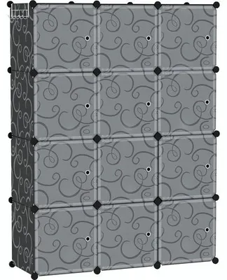 Produktbild von Unyqoos® Modulares Würfelregal mit 12 Fächern & Türen – Aufbewahrungsregal 91×32×122 cm, 30×30×30 cm Würfel, PP mit Edelstahlrahmen, 5 kg/Fach