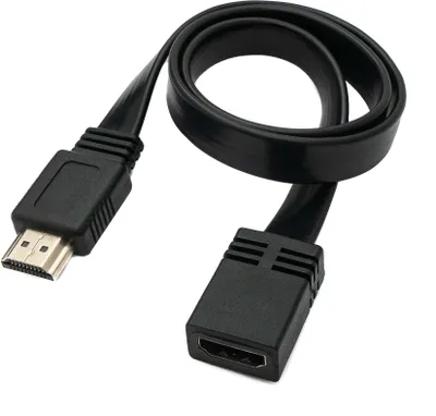 Produktbild von HDMI 1.4 Kabel 50 cm Standard Stecker zu Buchse Flach Adapter in Schwarz