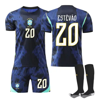 Immagine prodotto di #20 ESTEVAO Maglia da calcio da trasferta del Brasile per i Mondiali 2026, per bambini e adulti. TAGLIA:XXL