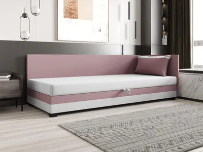 Obrázok produktu pre Jednolôžková posteľ 120x195 ZAJDA PLUS 1 s úložným priestorom - ružová / biela