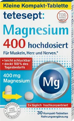 Obrázok produktu pre Tetesept Magnézium 400 Vysoké dávky tabliet 30 kapsúl