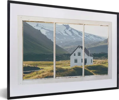Produktbild von MuchoWow® MuchoWow® Gerahmtes Poster Aussicht - Haus - Berg 60x40 cm - Poster mit zchwarzem Bilderrahmen - Schlafzimmer - Plakat in Rahmen - Drucken