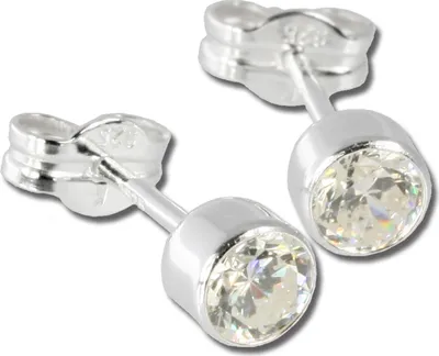 Produktbild von SilberDream Ohrstecker für Damen 925 Silber weiß Zirkonia Ohrringe 5mm SDO503W