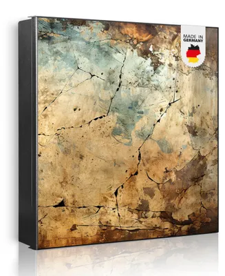 Zdjęcie produktu dla Metalowa szafka na klucze banjado, wymiary 30 x 30 cm, z 32 haczykami, z możliwością wykorzystania jako tablica magnetyczna, korpus w kolorze czarnym, zawiasy po prawej stronie, postarzana faktura [SKG1 13642]