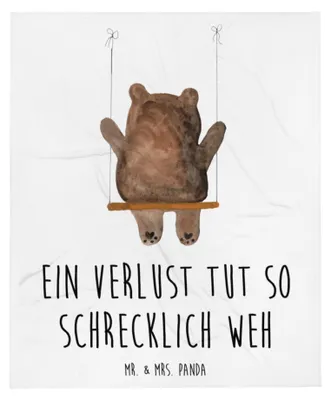 Produktbild von Mr. & Mrs. Panda Tagesdecke Bär Schaukel - Weiß - Geschenk, Sofaüberwurf, Wohndecke, Bettdecke, Teddy, Sofadecke, Kuscheldecke, Plaid