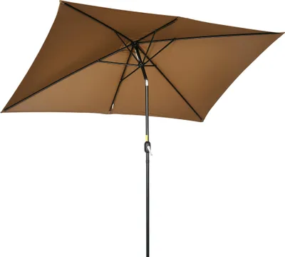 Image de Outsunny Parasol de jardin Parasol droit inclinable rectangulaire aluminium polyester haute densitšŠ 3 x 2 m marron