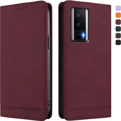 Image de Etui pour Xiaomi Poco F5 Pro/Redmi K60/K60 Pro, étui rétro en cuirPolyuréthaneavec support et fentes pour cartes Rouge