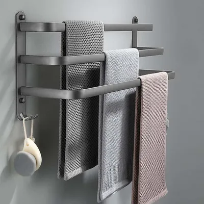Produktbild von Handtuchhalter ohne Bohren - 80 cm - Grau - Für Badezimmer & Küche