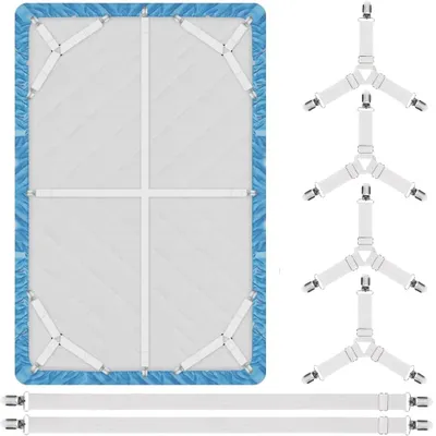 Produktbild von Spannbettlaken Halter 6 Stück – Bettlakenhalter mit Clips – verstellbare Bettdeckenhalter & Bettlakenspanner – für Matratzen, Sofa & Bügelbrett