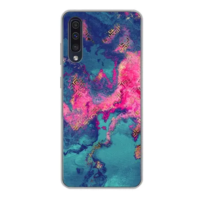 Produktbild von MuchoWow® Handyhülle Schutzhülle Hülle für Samsung Galaxy A50 Marmor - Farbe - Rosa - Blau Silikon Softcase Handy Hülle - Mobiltelefonhülle
