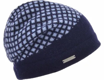 Seeberger umgenähte Walk Headsock Mütze aus 100% Wolle in blau