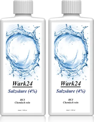 Produktbild von Wark24 Salzsäure (4%) 1L zur Entfernung von Kalk, Rost und Ablagerung (2er Pack)