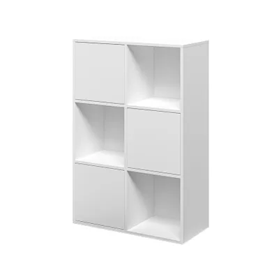 Image de Bibliothèque avec portes Meuble de bureau 6 étagères blanc 65x30x97cm Ika 5