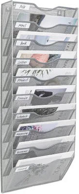 Immagine prodotto di Organizer da parete in metallo per ufficio/studio/casa, portariviste a 10 scomparti, scaffale per giornali/lettere/documenti