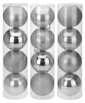 Produktbild von 4er Set Dekokugeln sortiert silber 15 cm