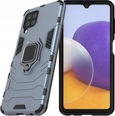Image de Coque hybride blindée Ring Armor + support magnétique Samsung Galaxy A22 4G Bleu