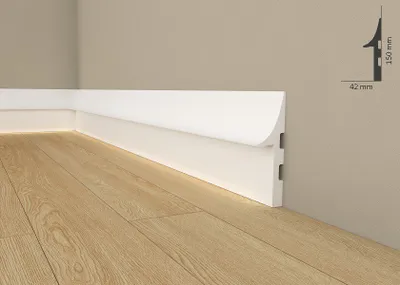 Produktbild von Licht Fußleiste "QL008" (Mardom Decor) - Sockelleiste für indirekte Beleuchtung ( aus hochfestem Polyurethan)