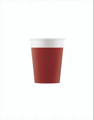 Obrázek produktu pro 8 papírových kompostovatelných jednobarevných kelímků červené barvy 200 ml