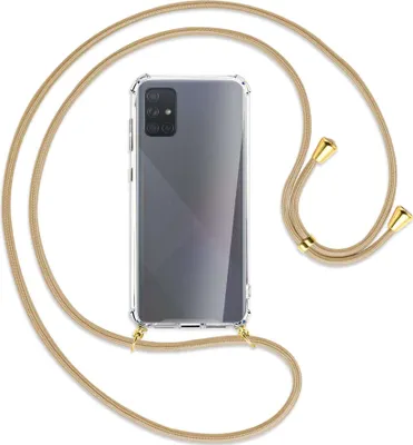 Produktbild von Handykette Backcover-Schutzhülle mit Band (Metall goldfarben) für Samsung Galaxy A71 (A715) - caramel
