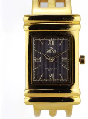Produktbild von MPM-Quality Damenuhr Metall Gold Zifferblatt Schwarz Metallarmband 24 x 39 mm