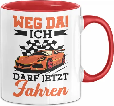 Produktbild von Führerschein Bestanden Tasse Geschenk Bestandende Führerscheinprüfung Geschenkidee Weg Da Ich Darf Jetzt Fahren Kaffee-Becher (Rot)