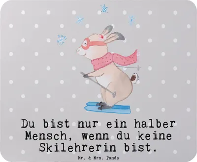 Produktbild von Mr. & Mrs. Panda Mauspad Skilehrerin Herz - Grau Pastell - Geschenk, pc, Mouse Pad, mousematte, laptop, Mousepad