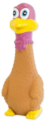 Obrázok produktu pre Hračka DOG FANTASY Latexová sliepka kvákajúca mix farieb 19 cm 1 ks